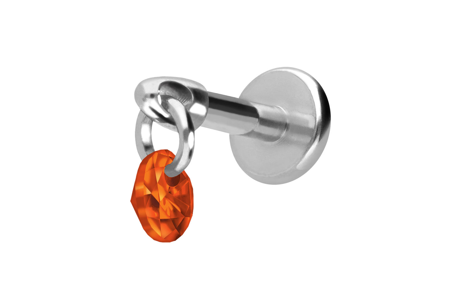 Titan Labret Piercing mit Innengewinde RUNDER KRISTALL